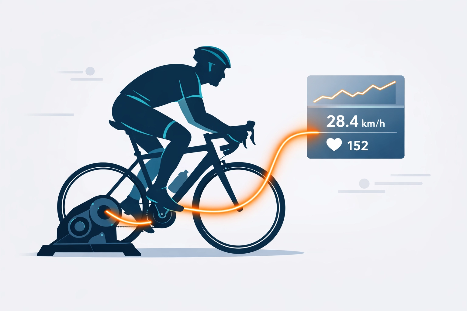 Indoor cyclist on a smart trainer synced with a structured training interface for precise intervals.