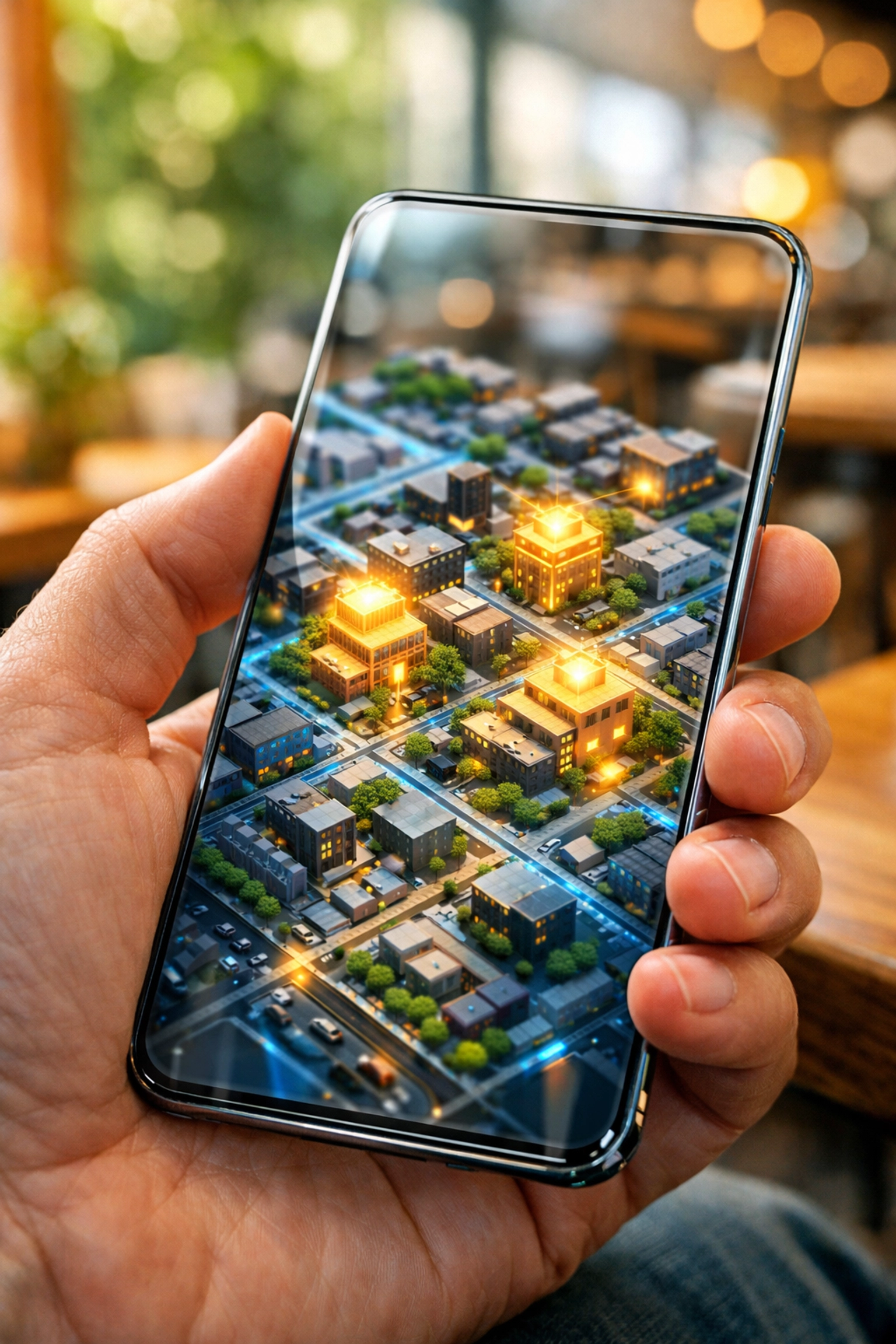 Smartphone map showing local health centers for hyper-localized wellness PPC targeting and geo-targeting.