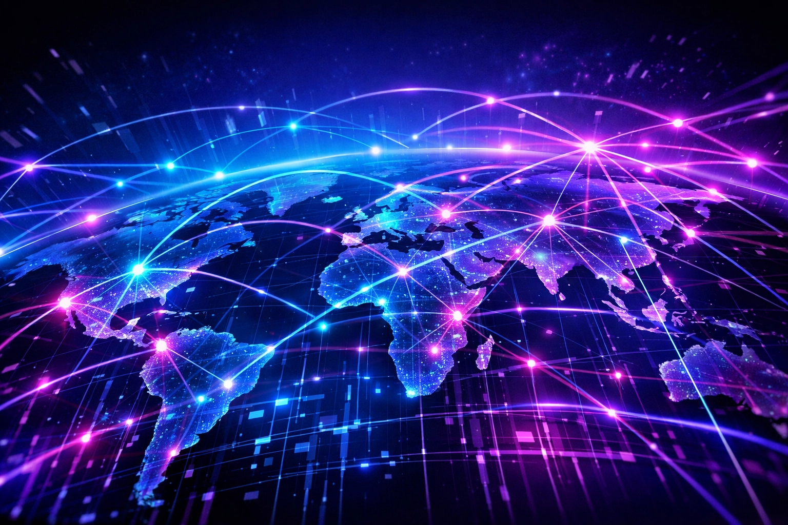 A global digital network illustrating the scalable infrastructure required for successful international scaling.