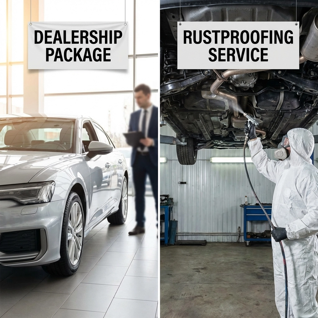 Is rustproofing included in dealership packages?