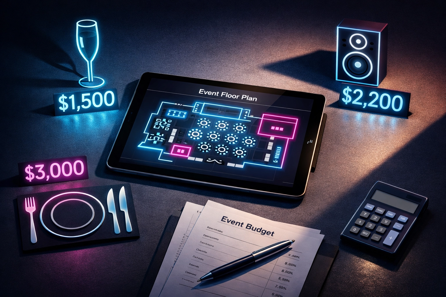 Event planning budget breakdown showing venue cost considerations for Grand Prairie events