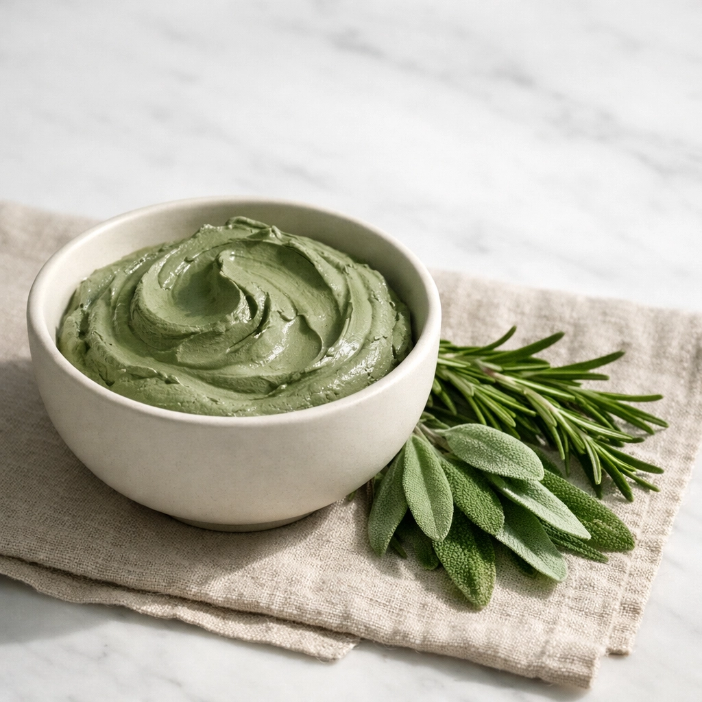 French healing clay and herbs for an armpit detox: how to use green clay for natural underarm care.