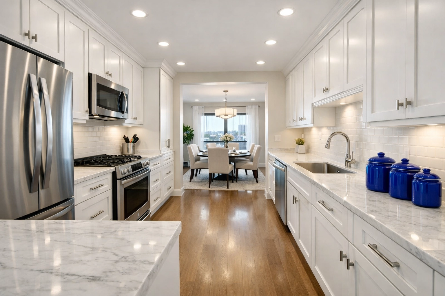 Pristine luxury kitchen in Worcester after professional move-out cleaning and deep cleaning services.
