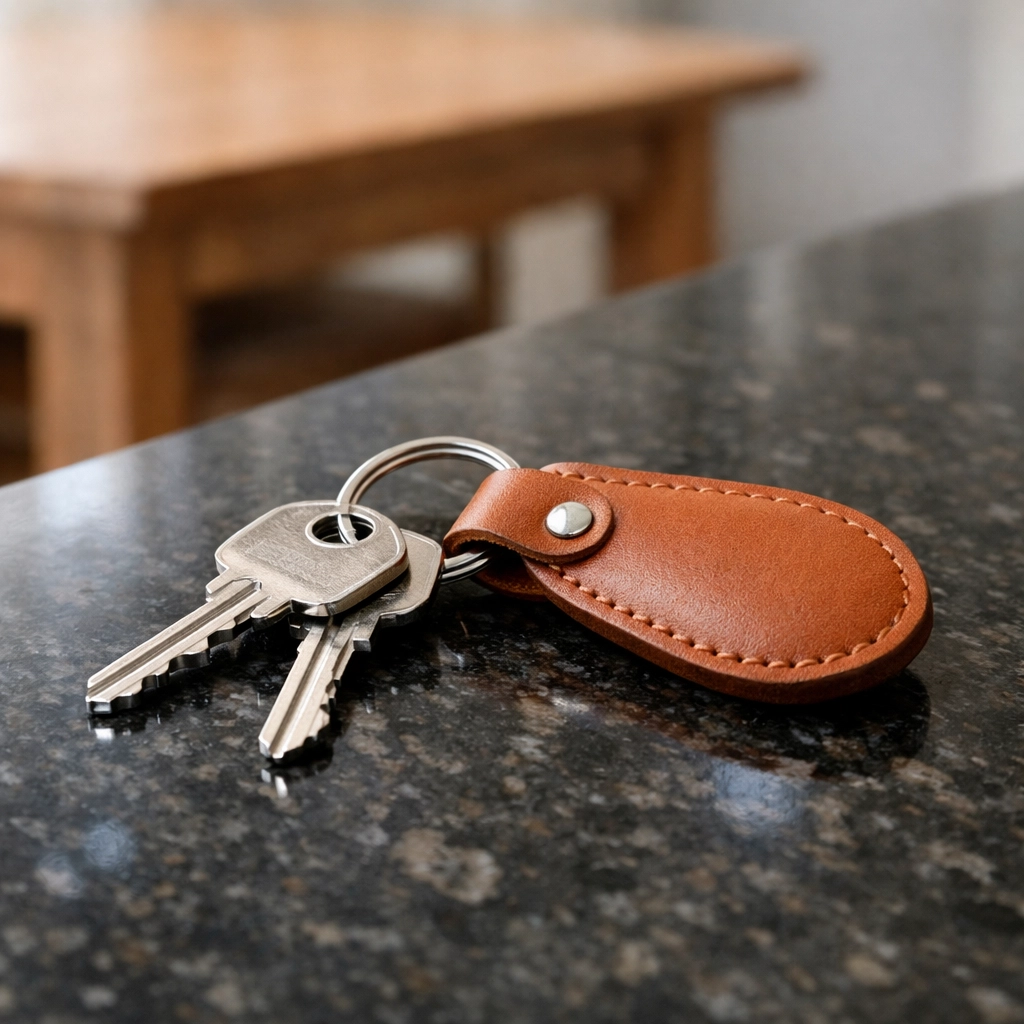 House keys on a granite counter after a simple closing to sell a house without a realtor Nashville.