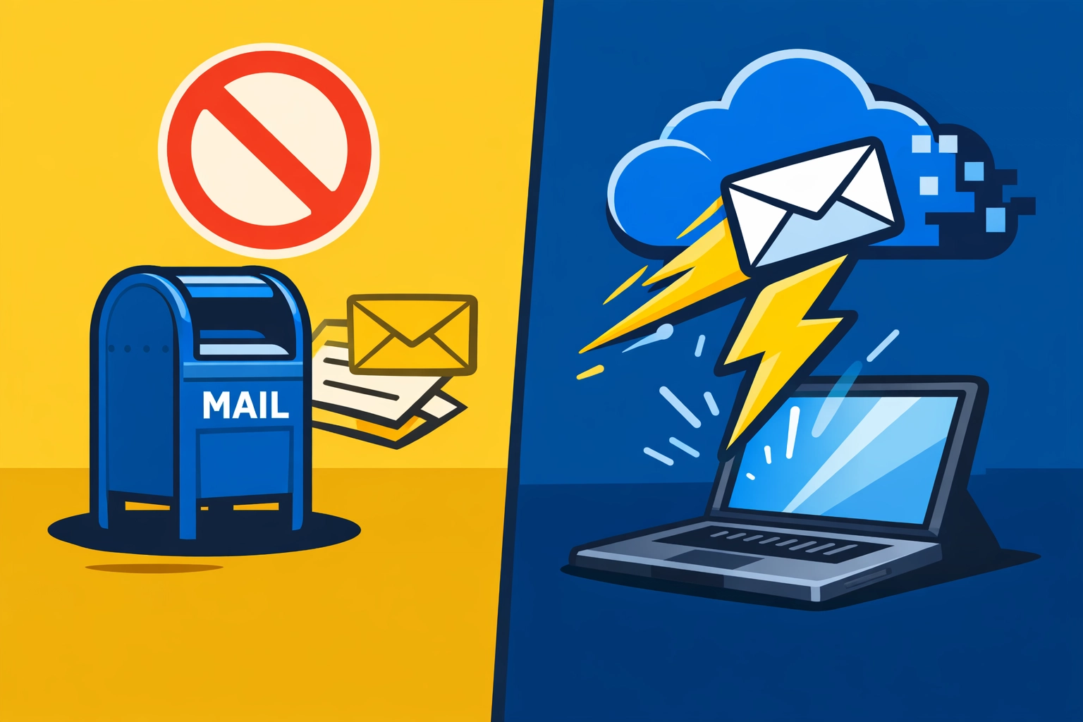 Comparison illustration of fast e-filing versus paper returns to avoid processing delays and penalties.