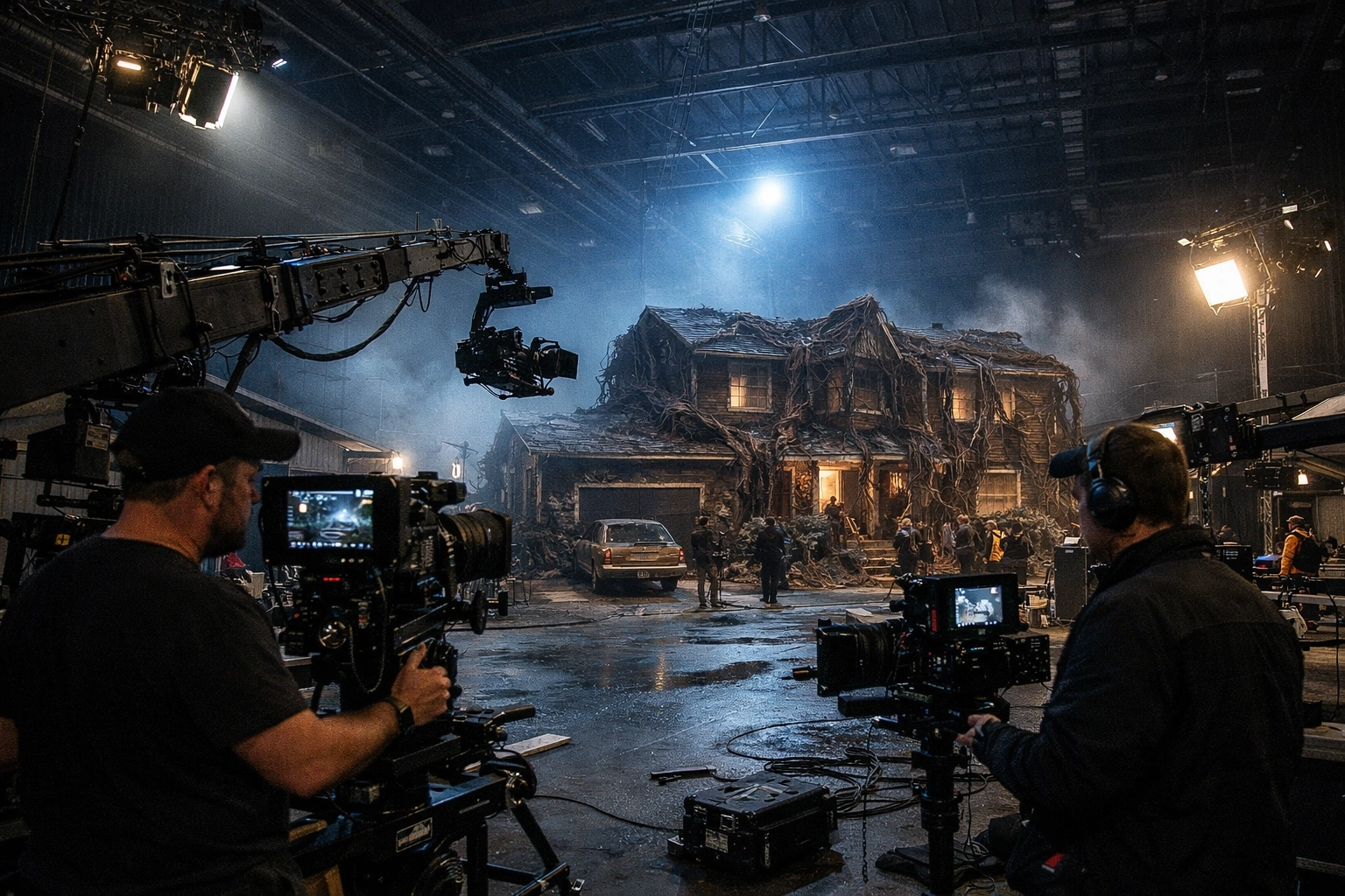 Detailed Stranger Things film set showing the massive scale of production for the series' final episodes in Hawkins.