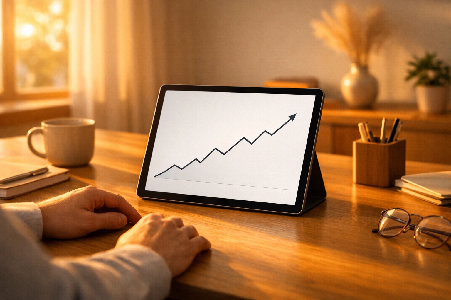 Emprendedor analizando gráfico de flujo de caja para asegurar la liquidez de su negocio.