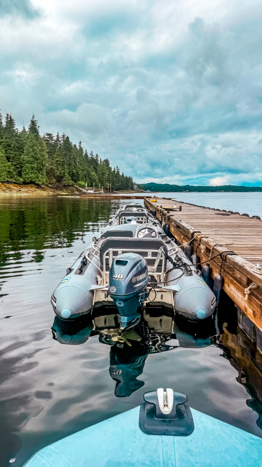 The Zodiac boats docked and ready for the Alaskan expedition