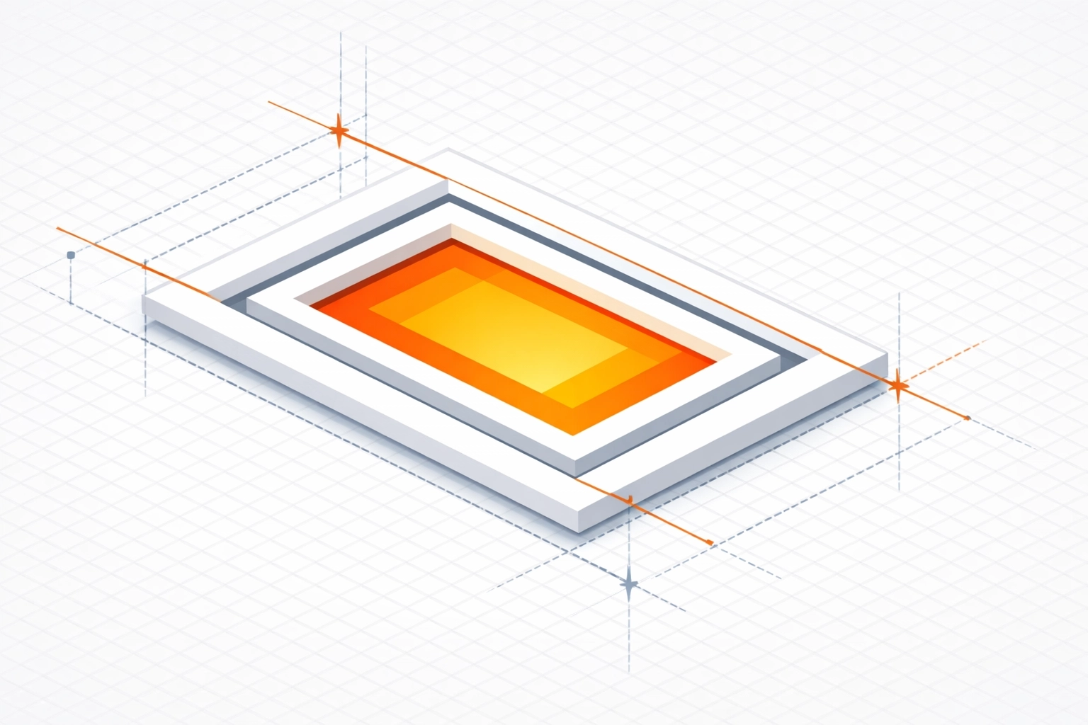 Precise vector layout showing alignment guides and nested frames for professional print prep.