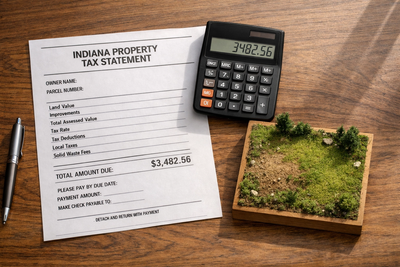 Property tax statement and calculator showing ongoing costs of inherited land ownership