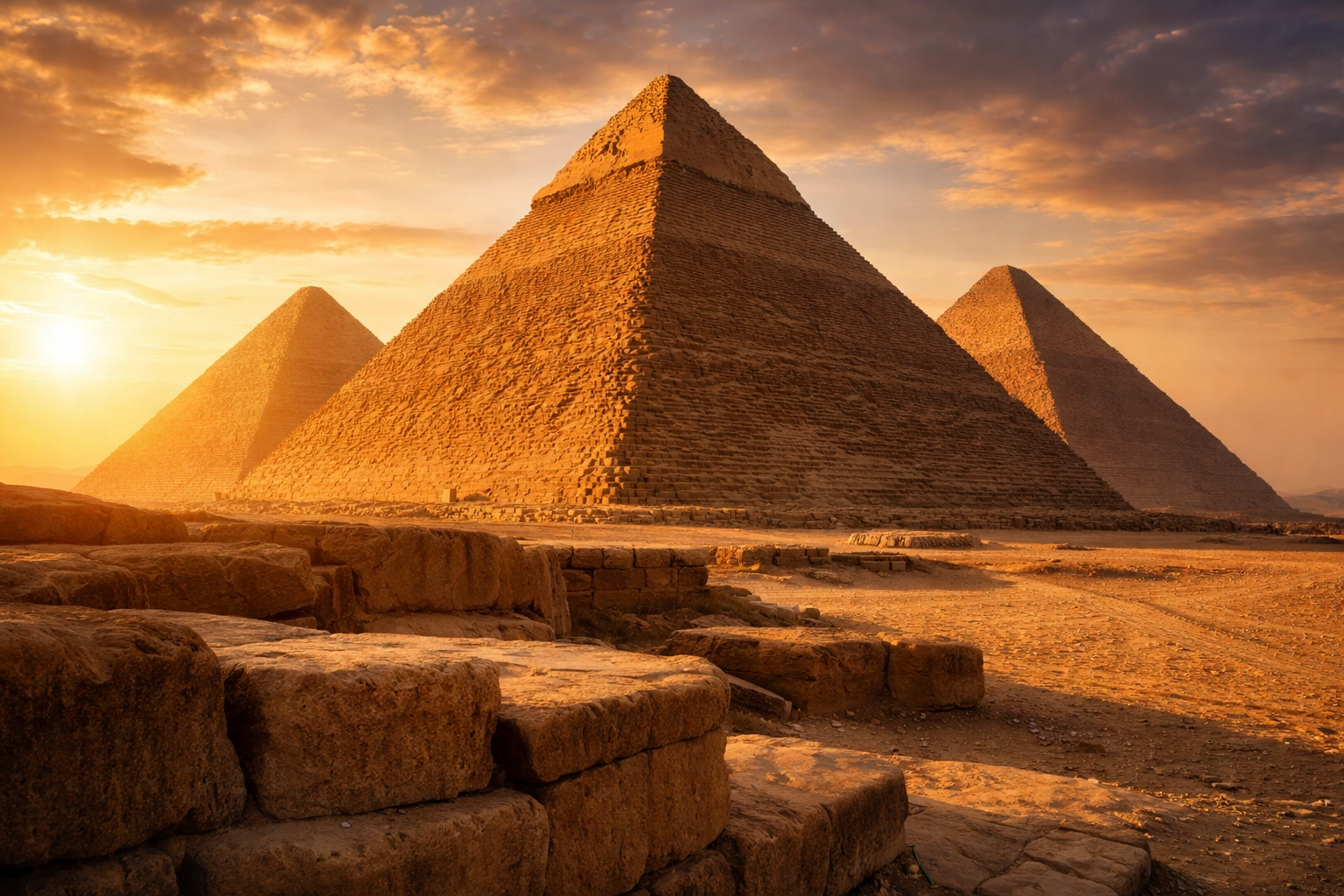 Black History Matters: 5 Pre-Slavery Facts That Prove Our Greatness Started Long Before America The Great Pyramids of Giza shining in golden sunlight, highlighting ancient Egyptian engineering brilliance