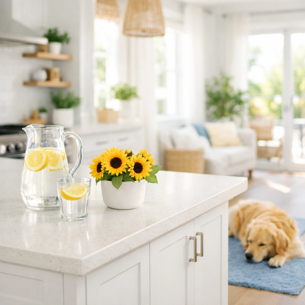 Eco-friendly maid service Cambridge ensures a safe and clean kitchen for pet-loving households.