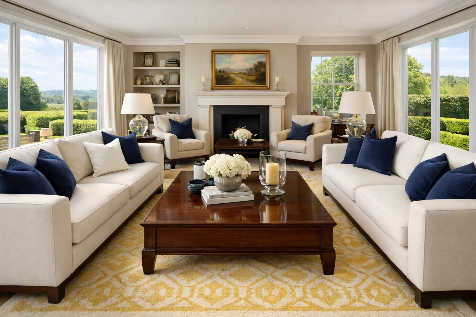 Dust-free luxury living room in Marlborough after a professional weekly house cleaning session.