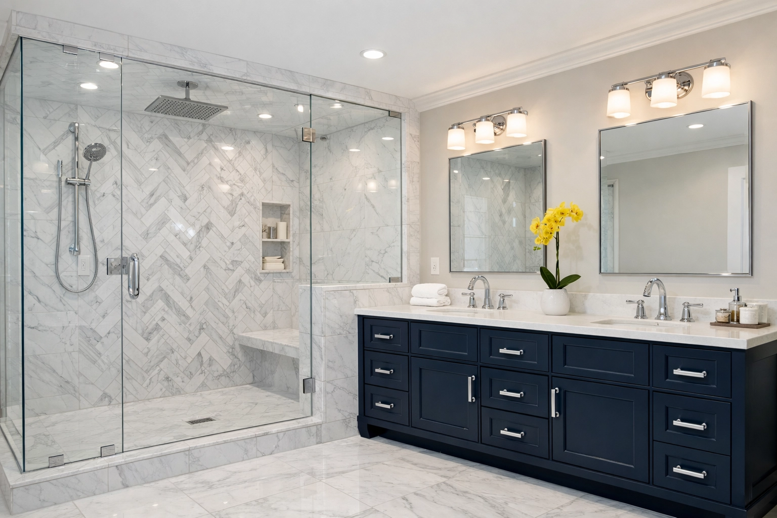 Meticulously sanitized luxury bathroom from professional deep cleaning your wellesley home.