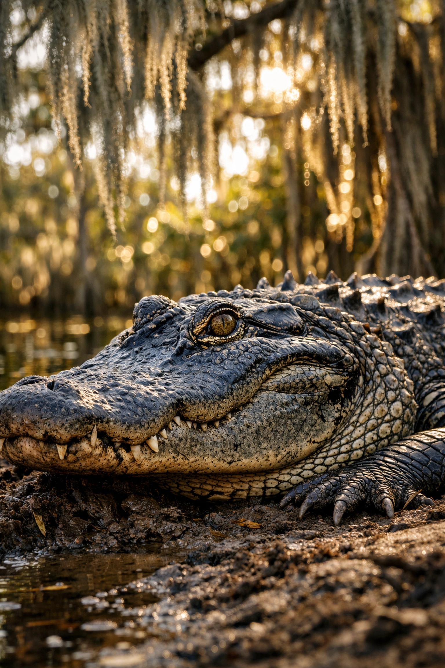 Detailed close-up of an American Alligator's eye, a portfolio-quality shot from an Everglades photography tour.
