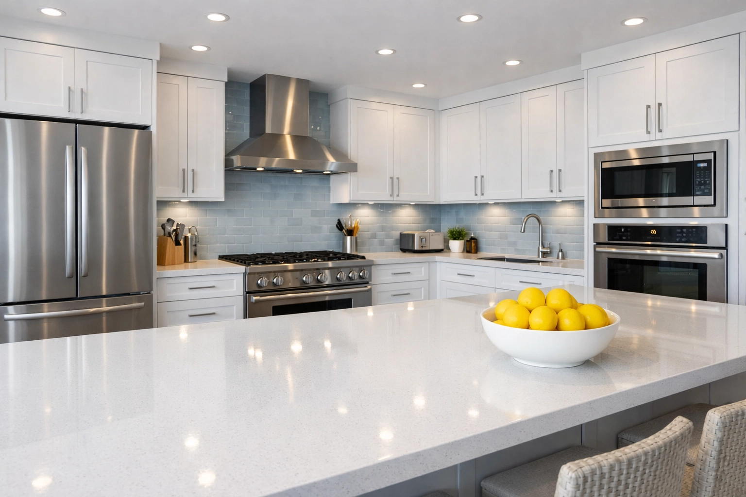 Immaculate modern kitchen showing results of professional cleaning in Nashua for a healthy home environment.