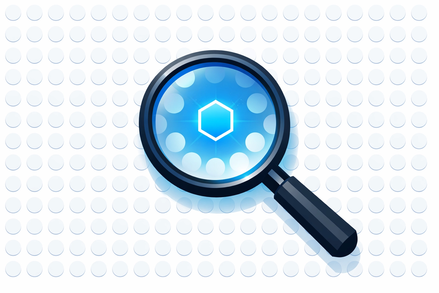 Vector illustration of a magnifying glass finding specialized IT talent in a crowded job market.