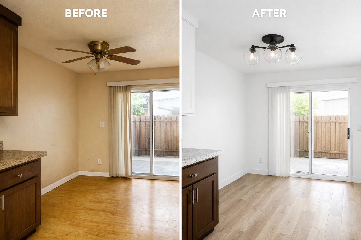 Before and after home interior showing impact of strategic updates