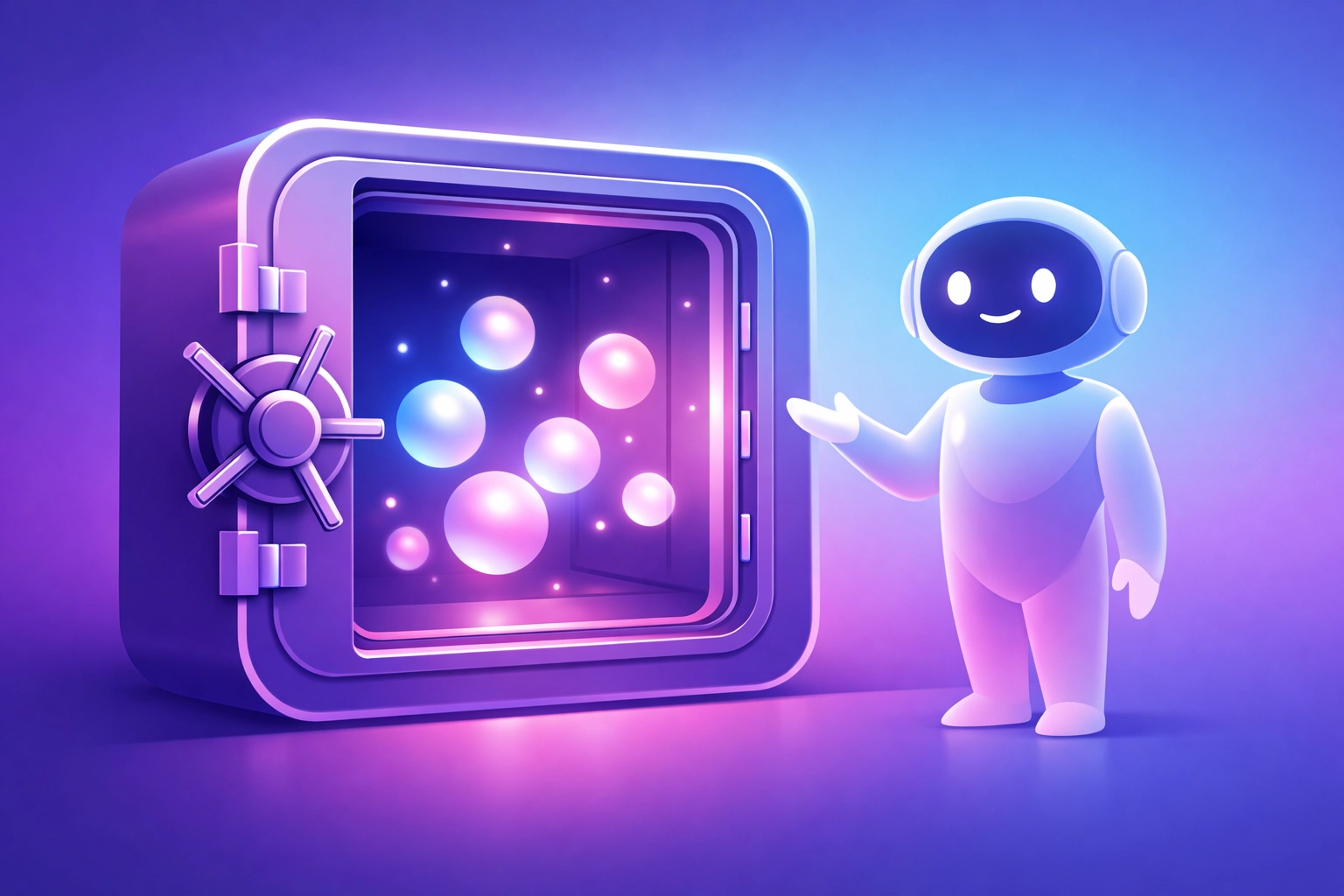 A secure digital vault representing AI data protection and business privacy for small companies.