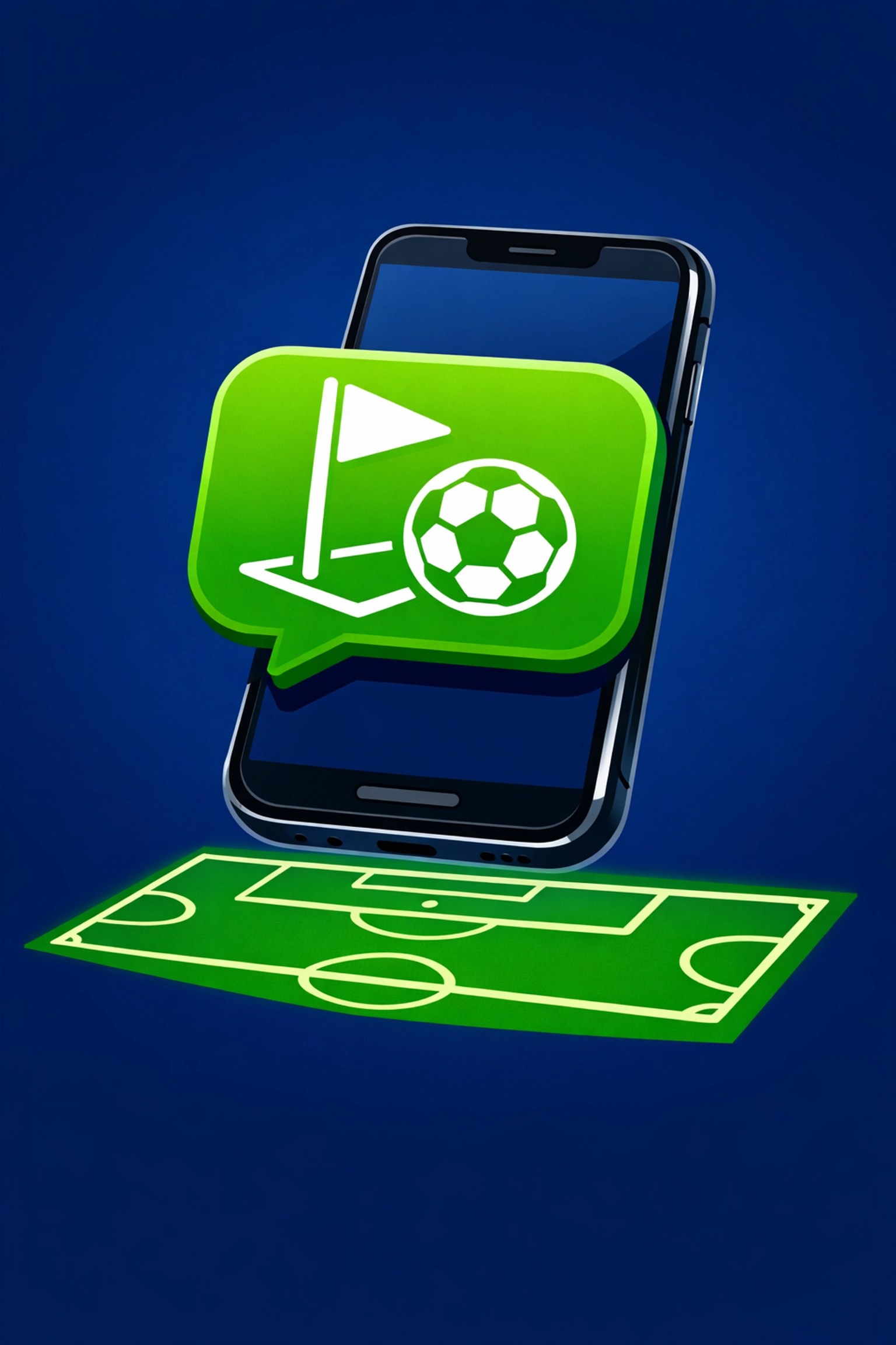 Mobile phone showing a football corner alert, illustrating data-driven football betting systems and value alerts.