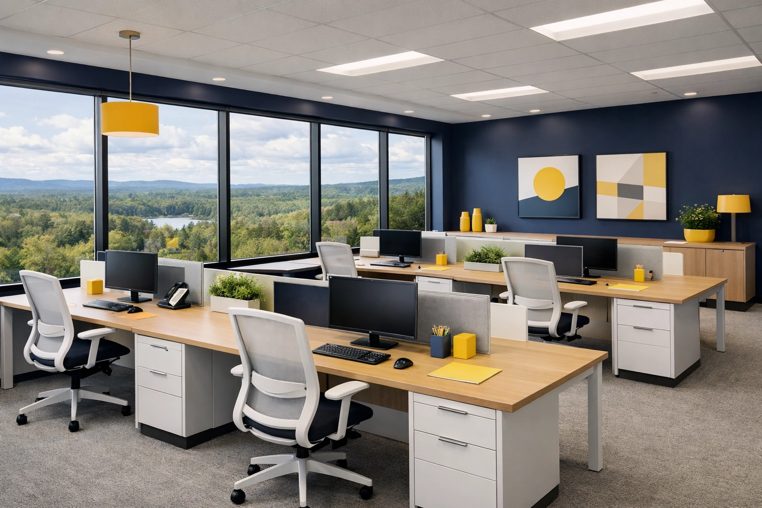 Modern Marlborough corporate office workspace after professional commercial cleaning services.