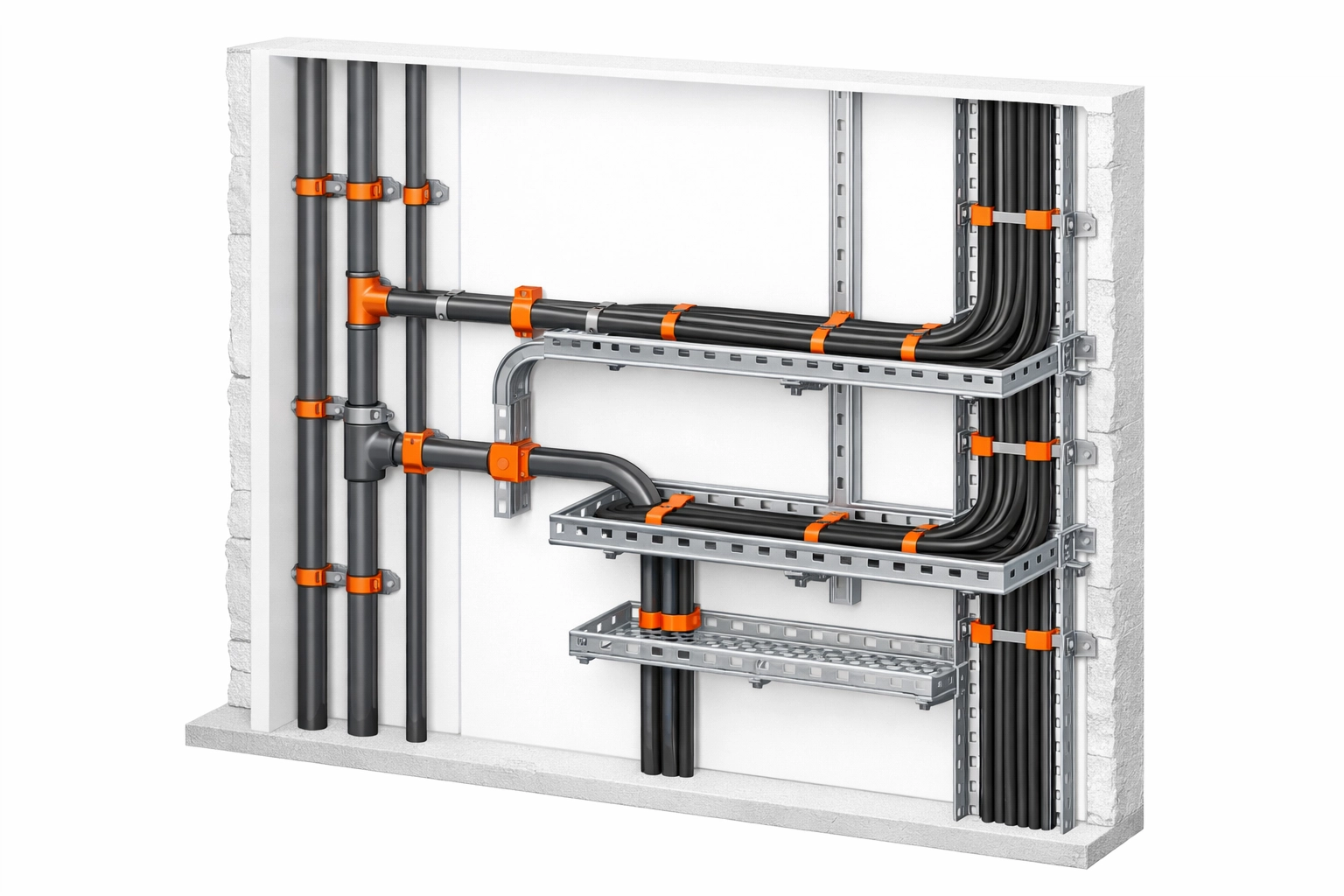 Professionelle Verlegung von Steigleitungen und Kabeln für Gebäudeinfrastruktur in Mödling und Baden.