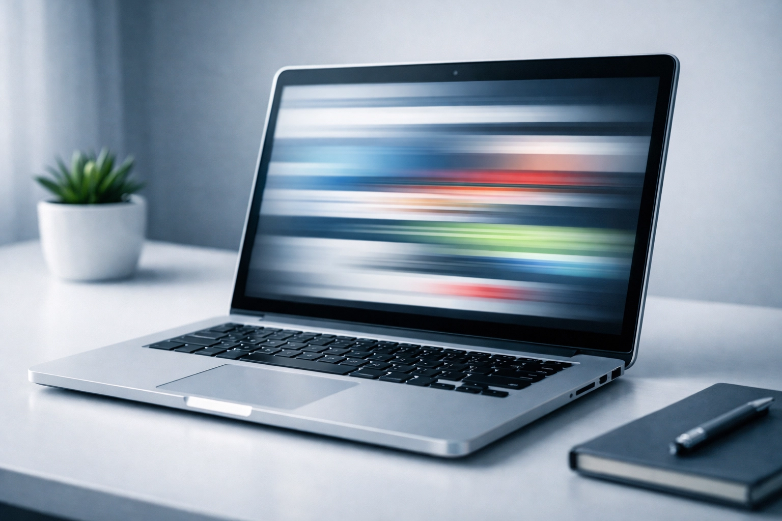 Laptop displaying fast-loading website demonstrating optimal page speed for SEO rankings