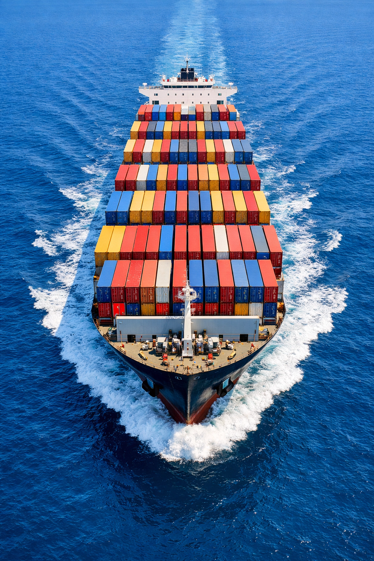 Container ship loaded with shipping containers crossing ocean for sea freight UK delivery