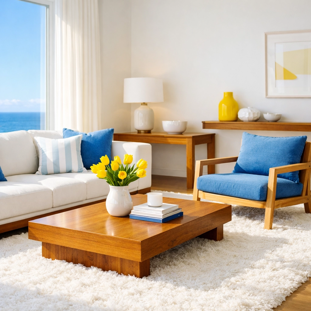 A sun-drenched Cohasset living room maintained by regular bi weekly house cleaning services.