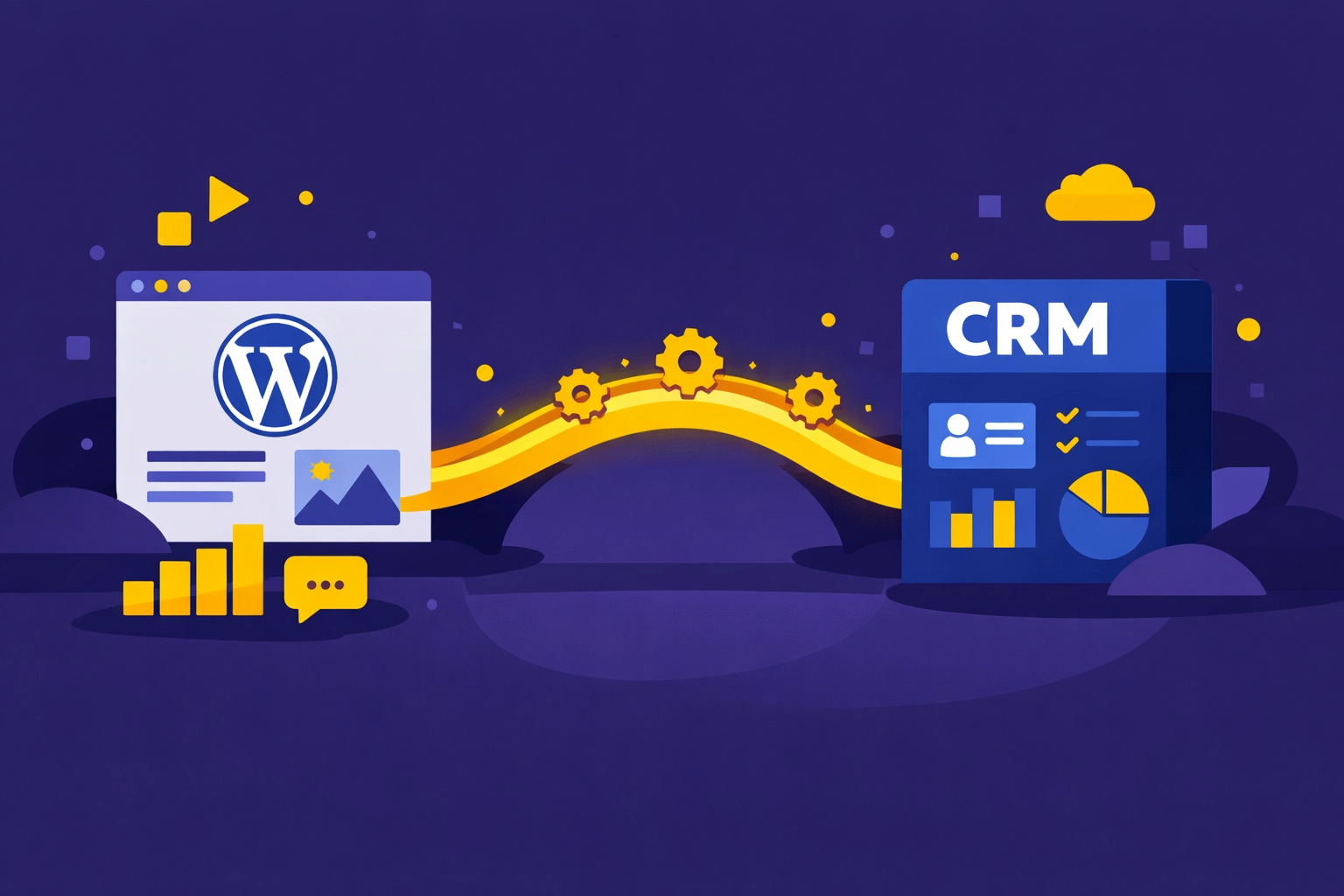 Digitale Schnittstelle zwischen WordPress und CRM für automatisierte Lead-Verarbeitung und Workflow-Optimierung.