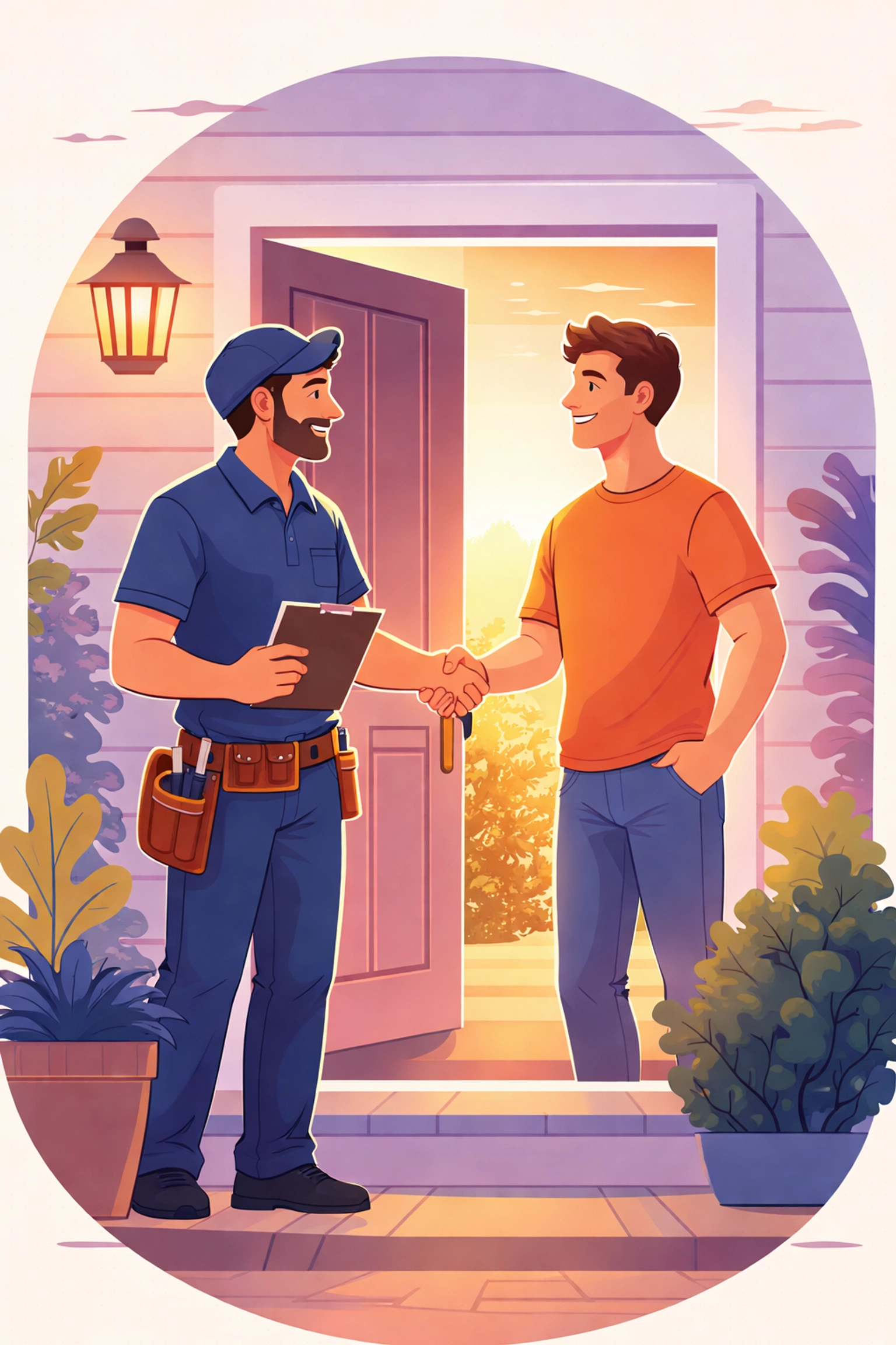 Contractor shaking hands with a homeowner, representing trust and successful home service business relationships in Virginia.