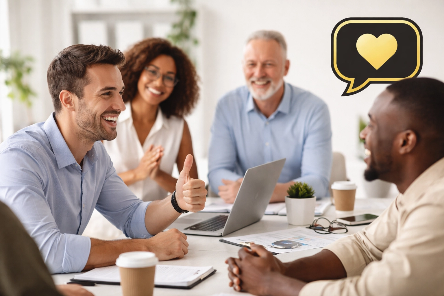 Office colleagues smiling and connecting, highlighting employee recognition and company culture boost.