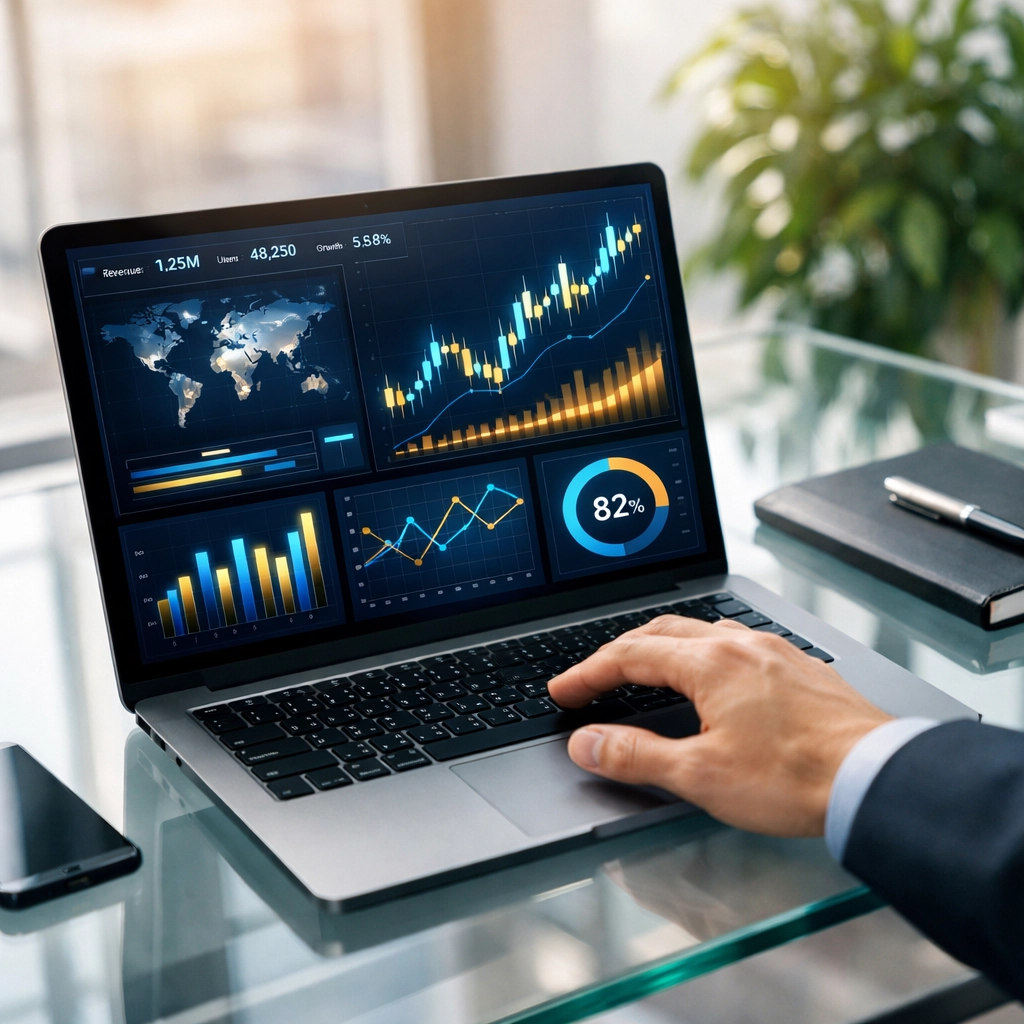 Professional laptop displaying data visualization for digital forensics and litigation hold management.