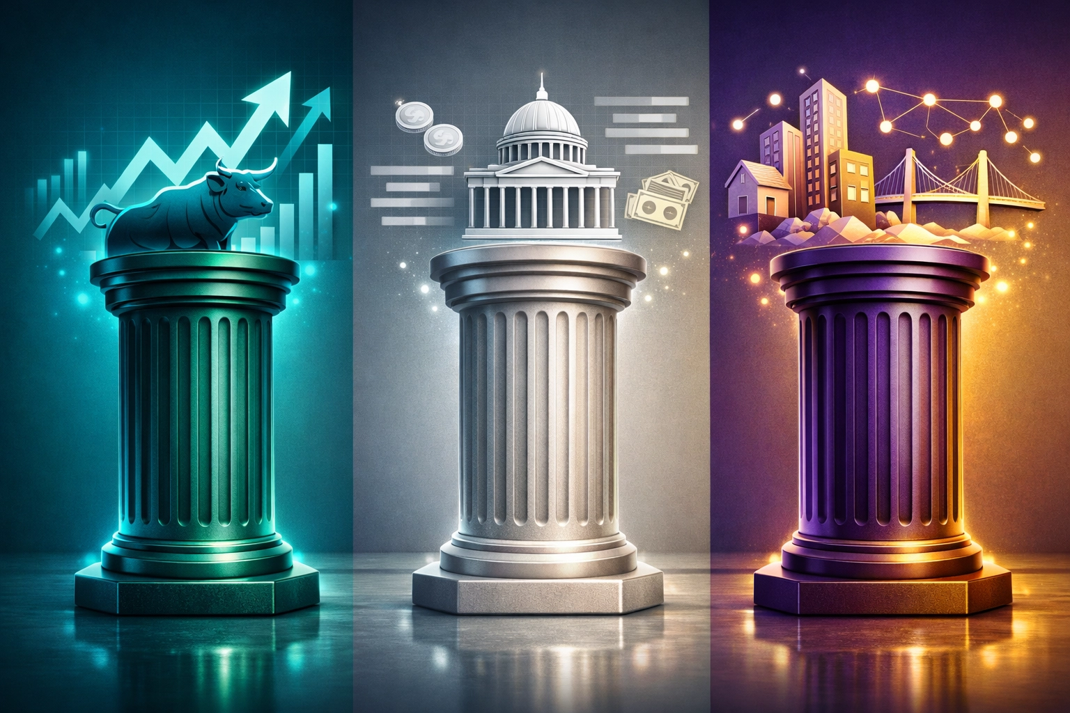 Three pillars of 40/30/30 portfolio: equities, fixed income, and alternative investments