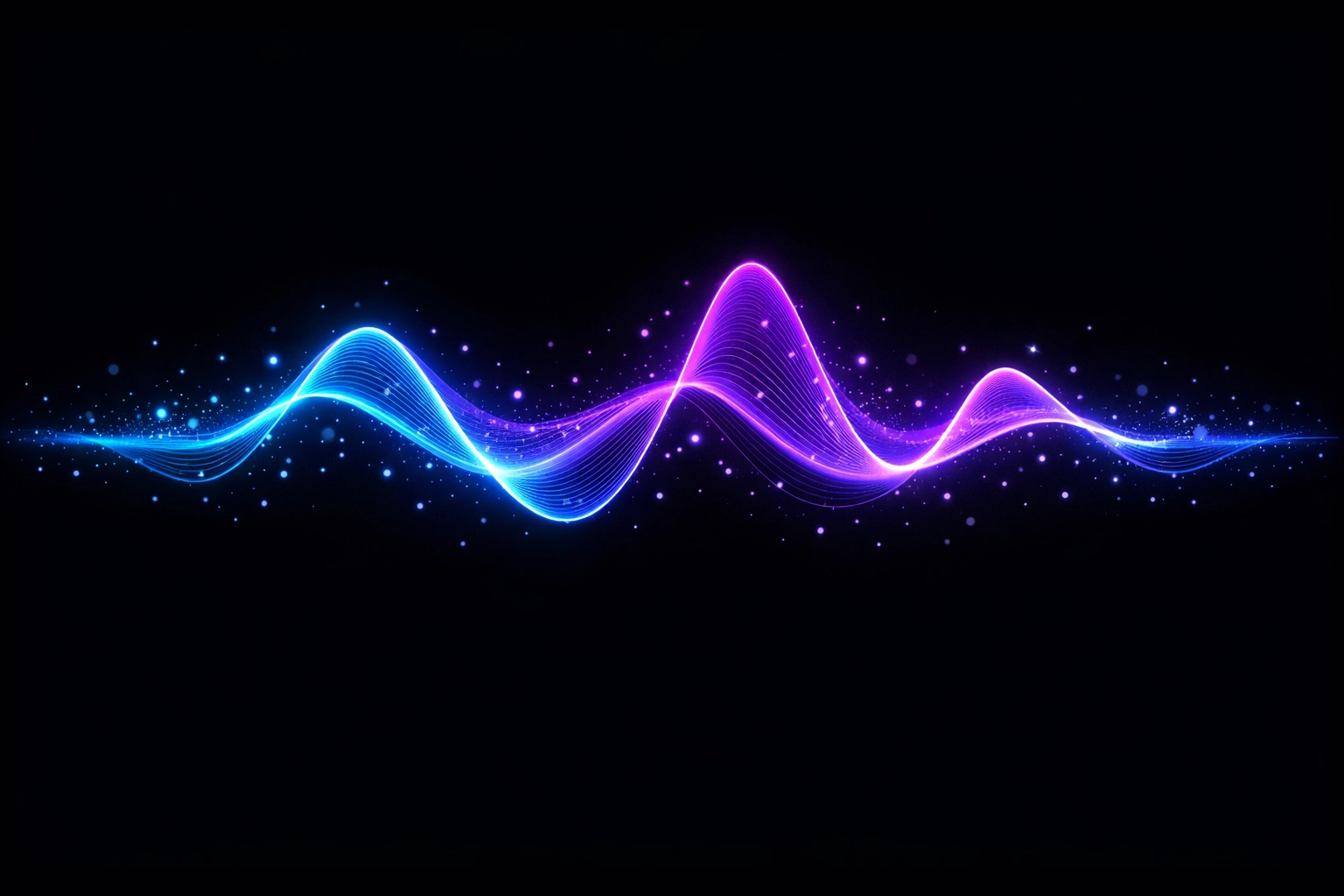 Neon blue digital wave representing 24/7 AI voice agents and automated business communication.