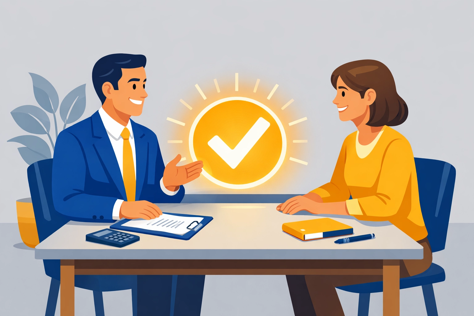 A professional tax advisor and client meeting to achieve peace of mind through strategic tax planning.