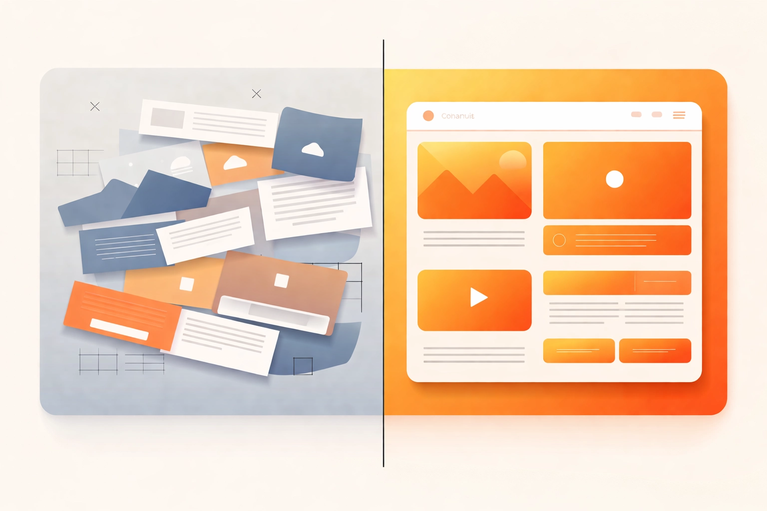 Comparison of non-responsive and responsive website layouts, demonstrating the benefits of optimized design for all devices.