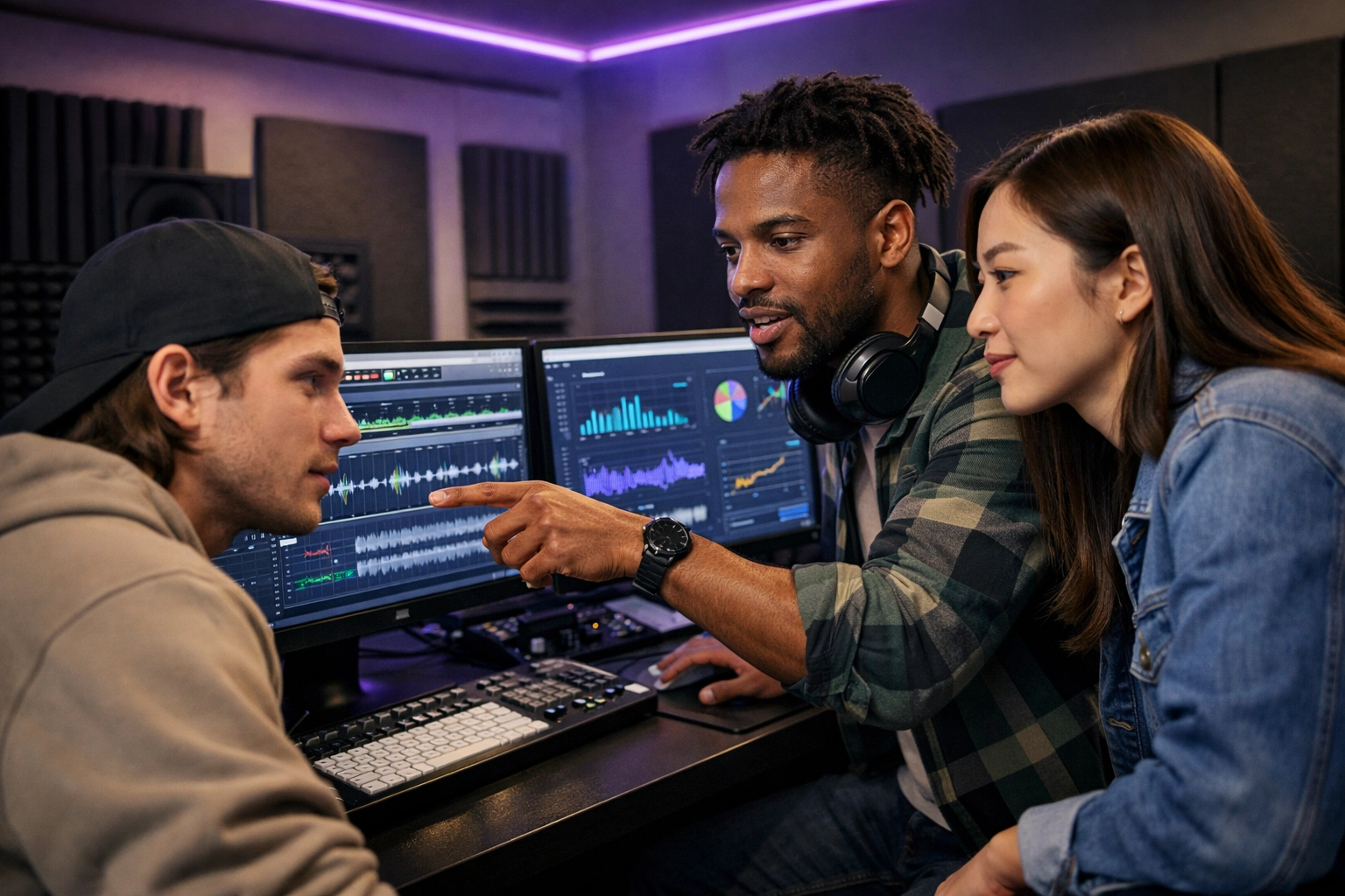 Young professionals at Tunes On Top Academy collaborating on digital music marketing and innovative media strategy.