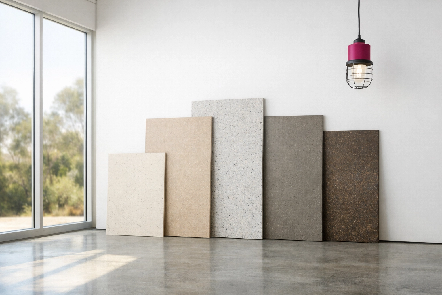 Australian-made recycled plastic panels showcased in a professional architectural design studio.