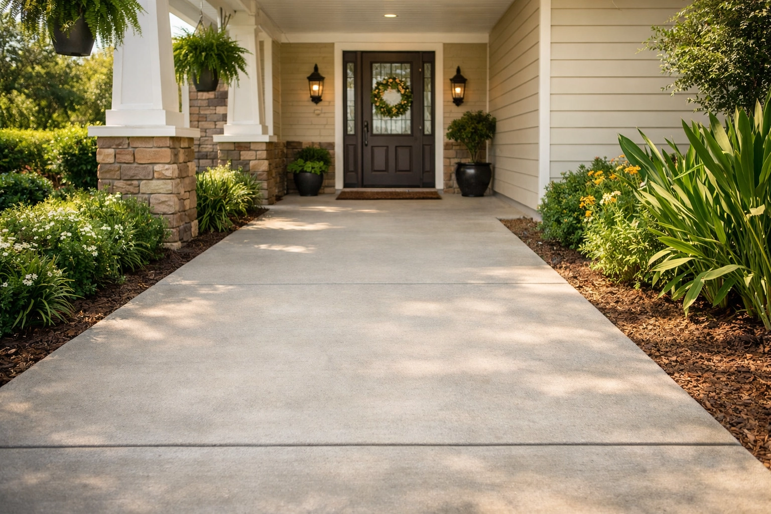 Clean exterior walkway and front porch clear of debris to ensure a safe home entry.