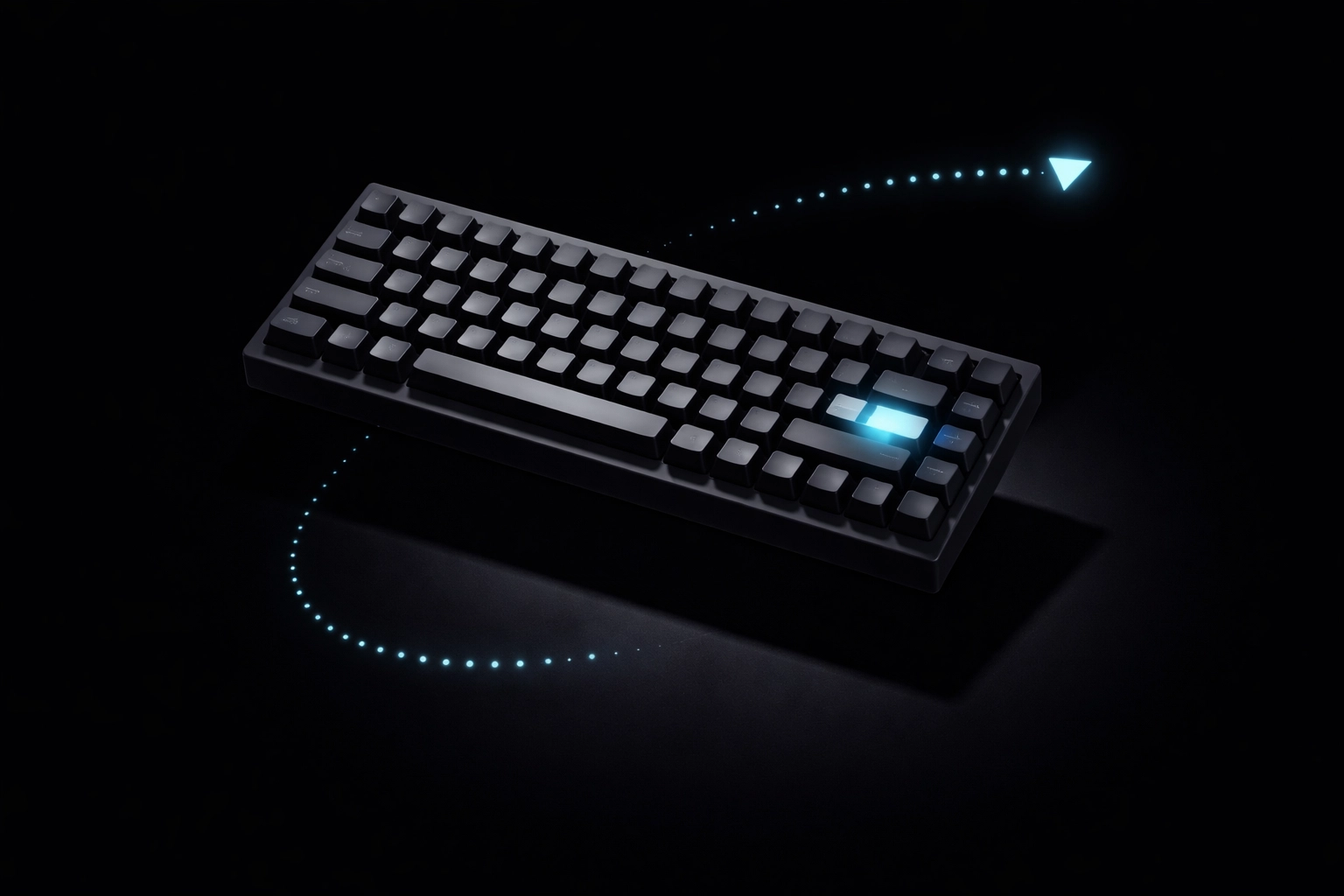 Minimalist floating keyboard with highlighted Tab and Enter keys, representing essential keyboard navigation and accessible website design.