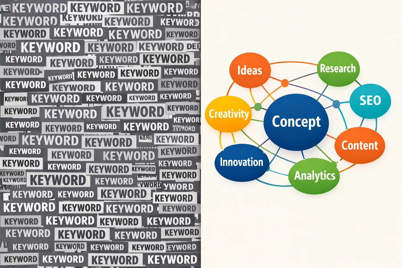 Comparaison entre bourrage de mots-clés et réseau sémantique organisé de termes LSI connexes
