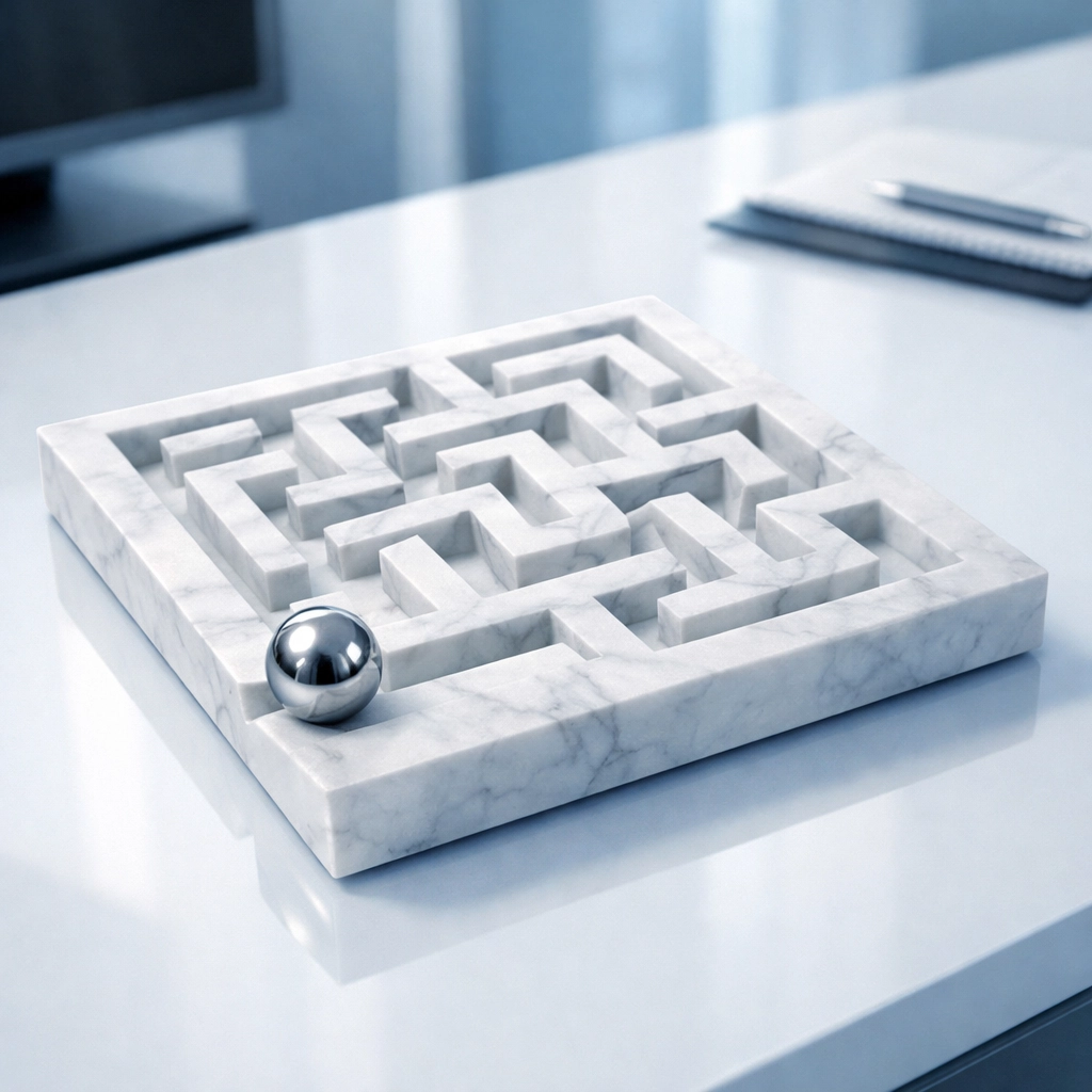 Marble maze representing the complex navigation of Vietnam investment regulations and M&A timelines.