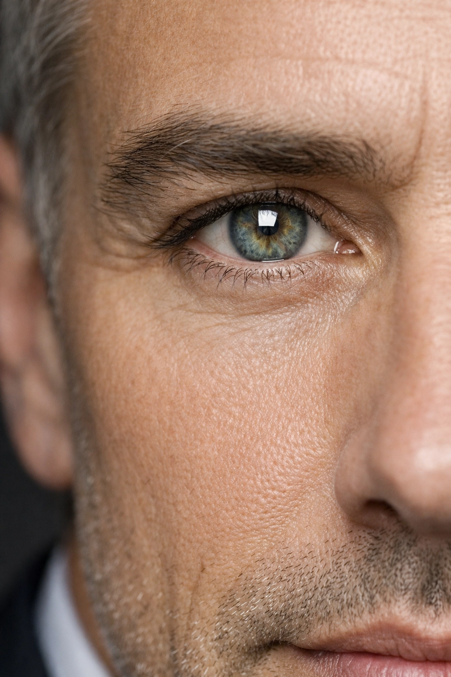 Detailed view of executive portrait lighting and retouching results for a high-impact professional headshot.