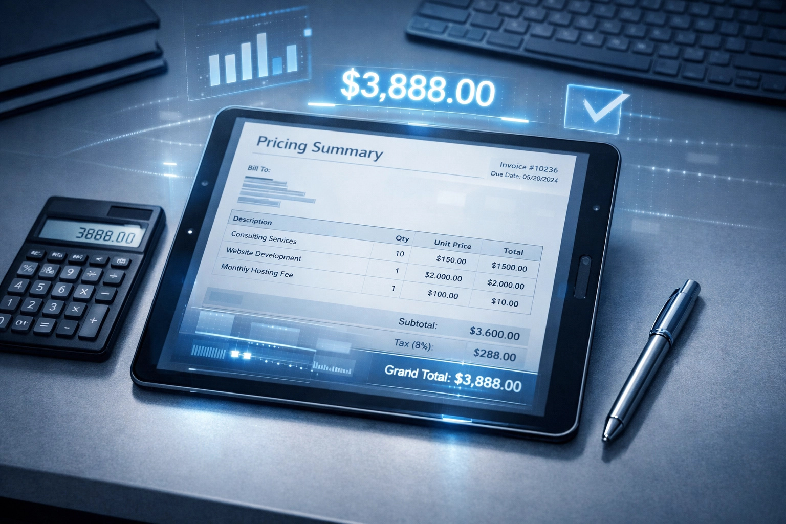 Transparent computer repair pricing estimate and cost breakdown