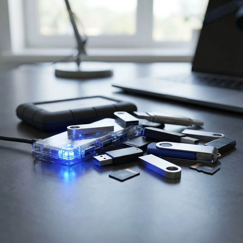 Image of an unsecure storage devices in a West Midlands office