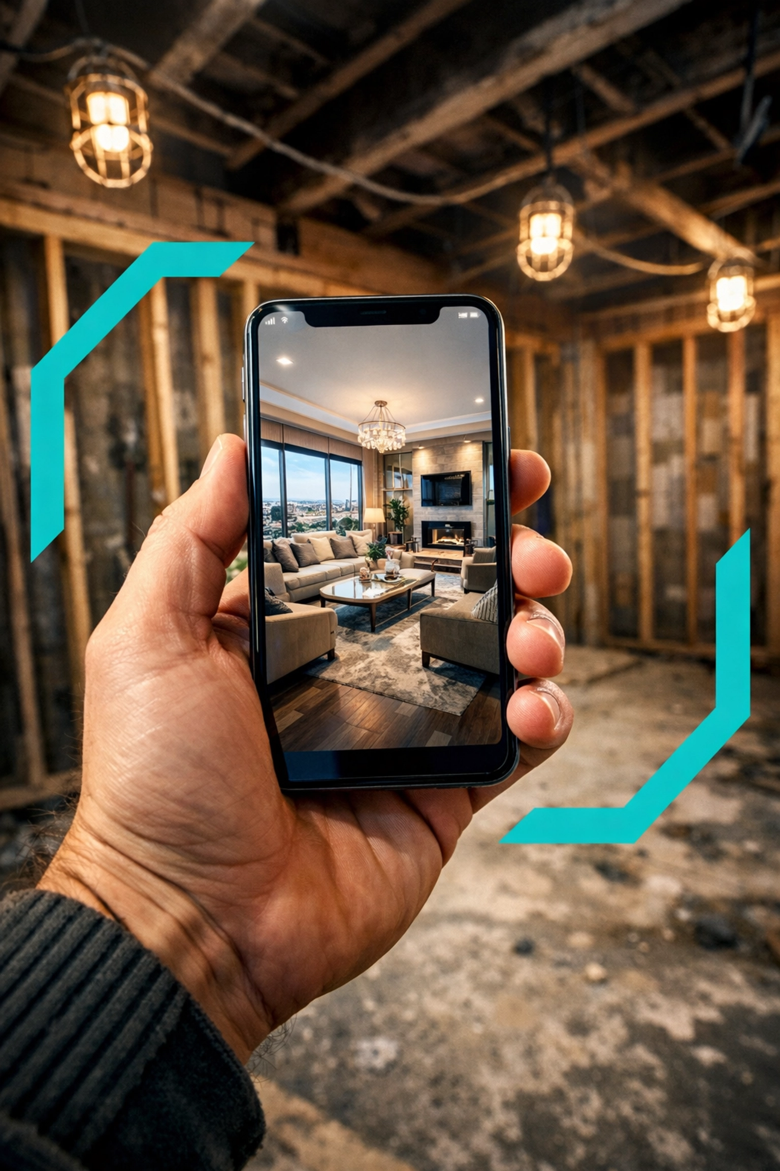 A mobile-optimized renovation contractor website loading quickly on a smartphone at a construction site.