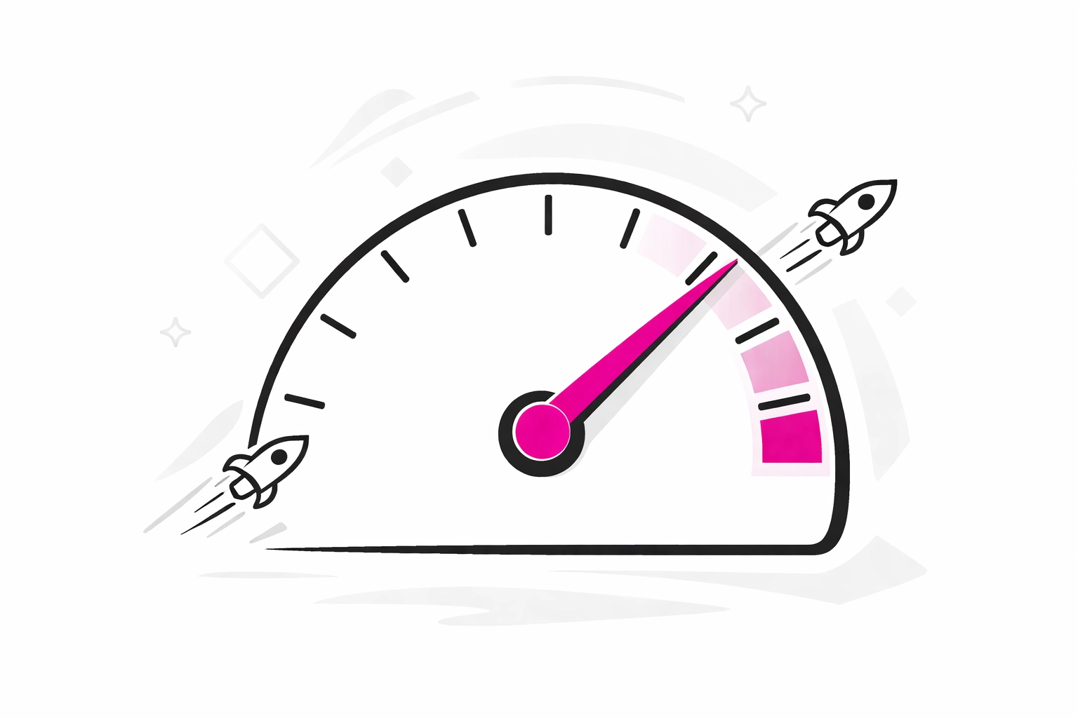 Speedometer at maximum representing fast website loading speed for better conversions