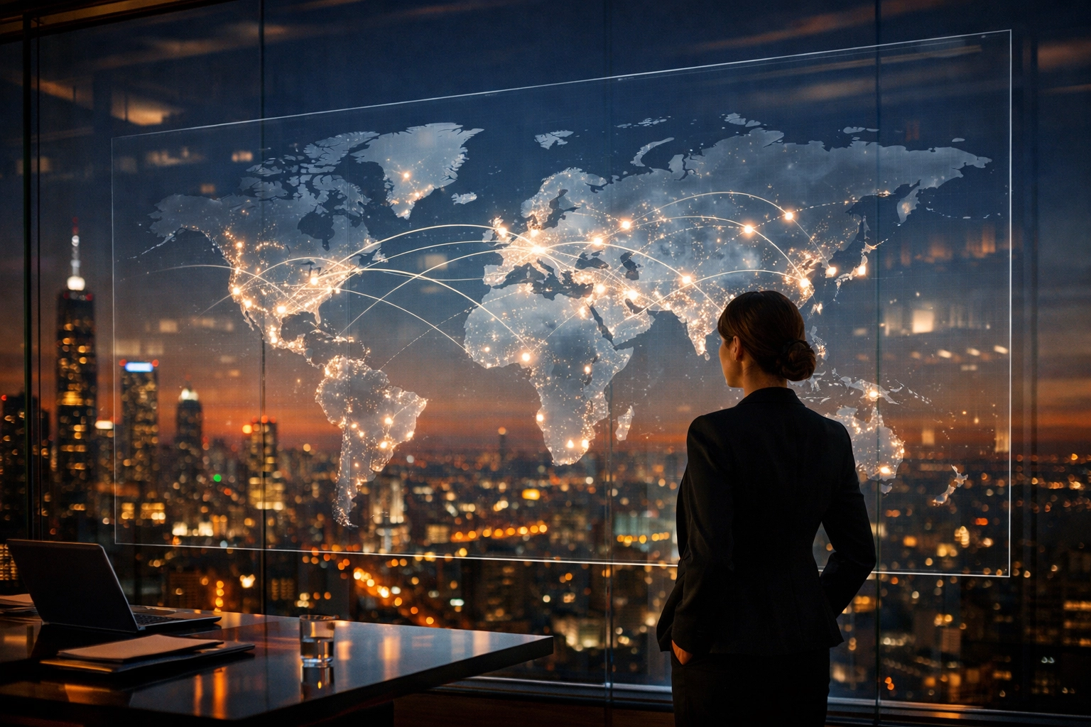 Executive monitoring global compliance and data residency via ServiceNow consulting services and Agentic AI.