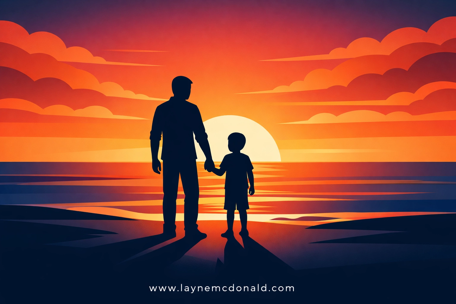 Silhouettes of a family on a beach representing the Christian theme of Ohana and redemption in Lilo and Stitch.